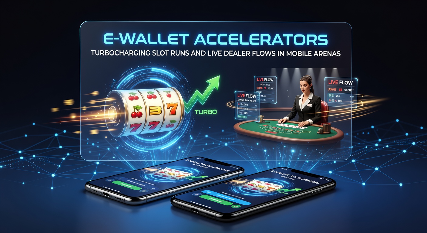 Smartphone mit E-Wallet-App und Slot-Symbolen im Vordergrund, das schnelle Transaktionen in mobilen Casinos symbolisiert