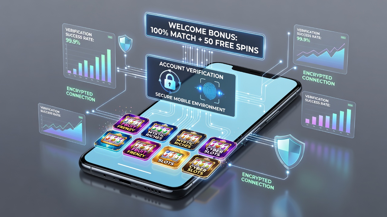 Verifizierungsprozesse in mobilen Casino-Apps zeigen sichere Verbindungen zwischen Boni und Slot-Auswahl