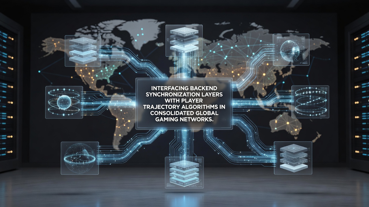 Technische Visualisierung von Backend-Synchronisierungsschichten und Spielertrajektorialgorithmen in globalen Gaming-Netzwerken