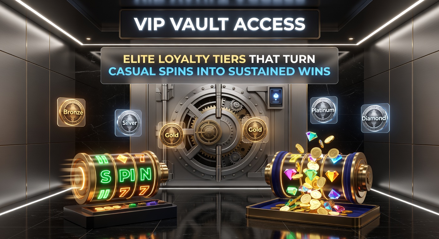 Grafik einer aufsteigenden Leiter mit VIP-Stufen, Slots und Goldmünzen, die den Weg vom Casual-Spieler zum Elite-VIP darstellt